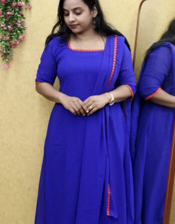 Georgette Aline Kurti With Duppatta (Royal Blue)