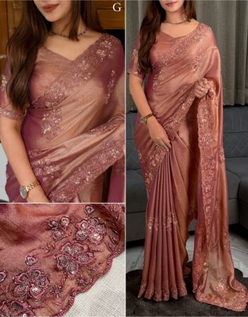 Premium Shimmer Georgette Partywear Saree (ALICE)