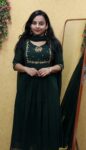 Georgette Partywear Aline Kurti With Duppatta (Bottle Green)